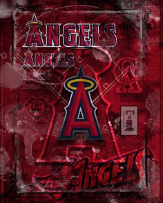 the los angeles angels logo on a red background