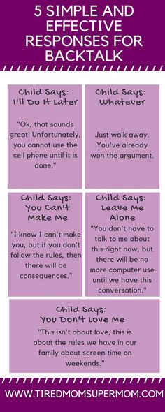 the five simple and effective responses for back talk