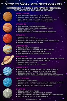 the planets and their names are shown in this poster, which shows how to work with retro