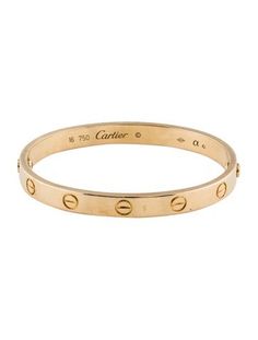 From the LOVE Collection18K Yellow GoldDesigner Size 16Includes Designer Box & Generic Box Love Bracelet, Cartier Love, Cartier Love Bracelet, Love Bracelets, Cartier, Bangle Bracelets, Jewelry Bracelets, Bangles, Bracelet