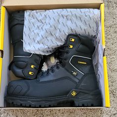 Nwt Terra Carbon Nanos Composite Toe Cap Safely Boots, Waterproof, Rubber Outsole Size 14 New With Tags In Box Never Been Worn Insulated Black Waterproof Boots For Safety, Yellow Waterproof Boots With Reinforced Round Toe, High-top Yellow Boots For Outdoor Activities, Yellow Hiking Boots With Round Toe, Yellow Round Toe Hiking Boots, Yellow High-top Boots For Outdoor Activities, Yellow Lace-up Work Boots With Reinforced Toe, Yellow Lace-up Boots With Reinforced Toe, Yellow Work Boots With Reinforced Toe For Outdoor