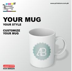 a coffee mug with the text your mug is customized to order from print stone