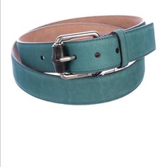 Teal Leather Gucci Waist Belt With Textured Details And Engraved Logo At Gold-Tone Buckle Closure. Size 100 Like Sextra Large Teal Belt, Mens Gucci Belt, Vintage Gucci Belt, Gucci Gg Belt, Gucci Mens, Gg Belt, Teal Leather, Wide Leather Belt, Gucci Monogram