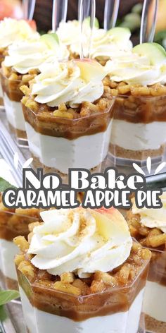 no bake caramel apple pie dessert cups