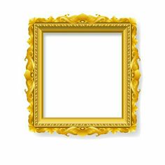 an empty golden frame with leaves on the edges