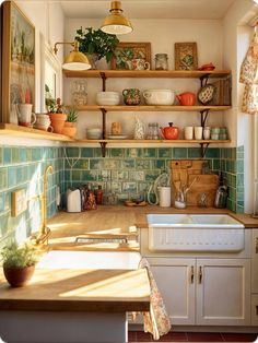 a kitchen filled with lots of counter top space next to a sink and stovetop oven