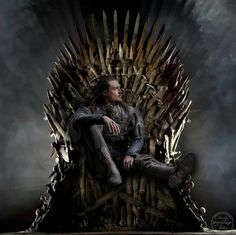 a man sitting on top of a iron throne