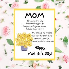 a mother's day card with flowers on it