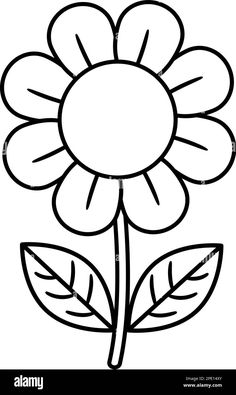 Descargar este vector: Niños para colorear libro. Ilustración vectorial de flor en un estilo de dibujos animados - 2PE14XY de la biblioteca de Alamy de millones de fotografías, ilustraciones y vectores de alta resolución. Book Vector Illustration, Cute Flower Drawing, Sunflower Coloring Pages, Book Vector, Flower Cartoon, Cartoon Flower, Easy Love Drawings, Pencil Drawings Easy, Cartoon Flowers