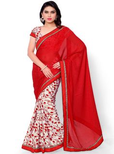 RED AND WHITE GEORGETTE GEORGETTE PRINTED SAREE |  | | https://shopping.acchajee.com/6023-red-and-white-georgette-georgette-printed-saree.html Printed Saree, Lace Print, Printed Sarees, Red And White, Pajamas