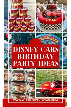 the cars birthday party is complete with food and decorations