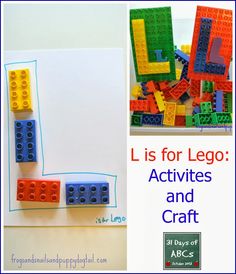 lego activities and crafts for kids to do with the letter l, including building blocks