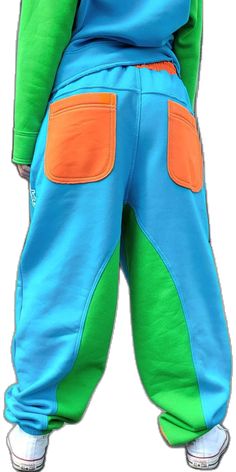 Low Waist Sweatpants, Bright Pants, Cotton Sweatpants, Blue Green Orange, Ocean Blue, Low Waist, Green Orange, Lithuania, Blue Ocean