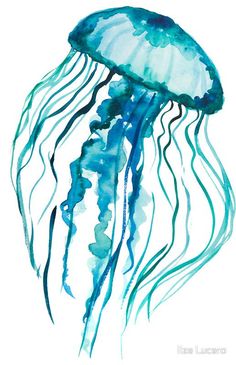 a watercolor painting of a jellyfish