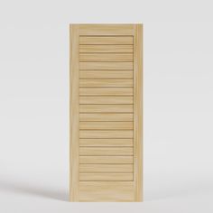 an open wooden door with slats on the bottom and sides, against a white background