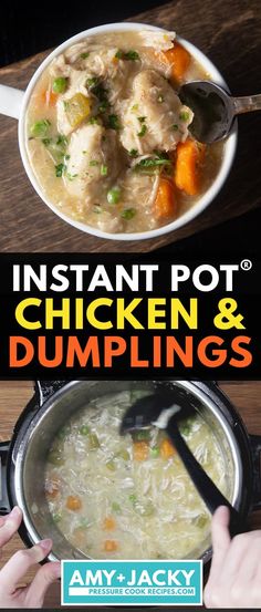 the instant pot chicken and dumplings recipe is ready to be eaten