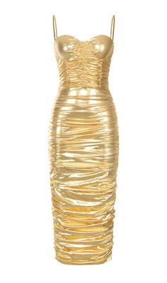 RUCHED STRAPPY MIDI DRESS IN GOLD Satin Corset Dress, Plunge Mini Dress, Ruffle Bodycon, Strappy Midi Dress, Ruffle Design, Bodycon Midi Dress, Bodycon Midi, Plus Dresses, Disco Ball