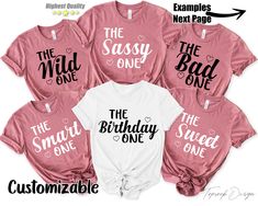 "Best Friend Vacation Shirt,Girls Trip Shirt,Girls Party Shirts,The Sassy One,Funny Party Tee, The Wild The Funny Shirt,Cousin Vacation Shirt 📢 🚨How To Order?🚨📢 📺 Please, check and review all photos 📐 Select Shirt Size and Color from Drop Down menu After choosing the color and size, you can write whatever you want in the personalization field. (If it's a customizable ad) and then add this tshirt to cart. Just do this for other t-shirts. You must collect all tshirts in the same basket and c Cousin Vacation, Birthday Crew Shirts, Birthday Group Shirts, Matching Birthday Shirts, Birthday Squad Shirts, Friend Vacation, Girls Trip Shirts, T Shirt Crop Top, Queen Shirts