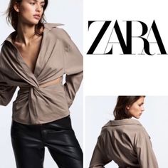 Zara Top With A Cross Twist And Cutout Opening Long Sleeves . Zara Aritzia Louis Vuitton Prada Gucci Fendi Forever21 Kith Trendy Beige Blouse For Night Out, Elegant Neutral Zara Tops, Zara Brown Tops For Work, Zara Brown Tops For Workwear, Fitted Neutral Zara Tops, Zara Brown Workwear Top, Zara Brown Tops For Night Out, Chic Beige Zara Top, Zara Brown Top For Night Out