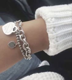 Silver Jewelry Aesthetic, Girly Bracelets, Jewelry Aesthetic, Nail Jewelry, Stacked Jewelry, Tiffany And Co, Clean Girl