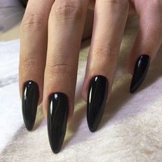 Amren Acotar, Black Almond Nails, Long Almond Nails, Acotar Series, Gel Nails Diy