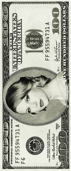 a black and white photo of a woman laying on top of a one dollar bill