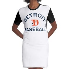 Loose and casual fit jersey t-shirt dress. Printed polyester blend front panel, solid color 100% cotton back/sleeves/rib. Size range XS-2XL. Baseball-themed Jersey Tops With Graphic Print, Casual Fits, Blue Orange, T Shirt Dress, Dresses For Sale, Graphic Tshirt, Shirt Dress, Solid Color, Baseball