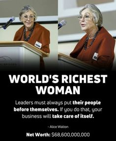 two women at a podium with microphones in front of them and the words world's richest woman