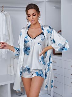 Satin Blouse Outfit, Short Satin Dress, Night Set, Satin Sleepwear