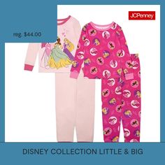 Give your Disney Princess fan all the fun sleepwear styles with this Disney Collection little and big girl's 4-piece pajama set. Made from 100% cotton, this set includes a long-sleeve graphic tee and matching pants, plus a printed long-sleeve t-shirt and coordinating pull-on pants. # Pieces In Set: 41st Piece Description: Top1st Piece Fabric: Knit1st Piece Fiber Content: 100% Cotton1st Piece Care: Machine Wash, Tumble Dry2nd Piece Description: Pants2nd Piece Closure Type: Full Elastic2nd Piece … Christmas Pajamas Kids, Disney Kids, Matching Pants, Kids Pajamas, Pajama Sets, Christmas Pajamas, Pull On Pants, Pajama Set, Graphic Tee