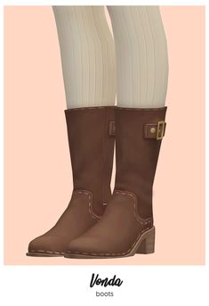 a pair of brown boots with white socks