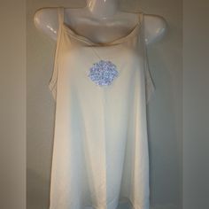 Hand Sewn Seashell Tank Top. Patchwork Top. Full Length Tank Top. Ribbed And Stretchy Tank. Can Be Washed And Dried On Gentle Settings. Beige Tank Top For The Beach, Beige Stretch Summer Top, Casual Cream Tank Camisole, Cream Casual Tank Top, Casual Cream Camisole For The Beach, Casual Cream Tank Top, Cream Camisole Top For Beach, Patchwork Top, Fit N Flare Dress