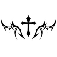 an artistic cross tattoo design on a white background