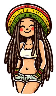 a woman with dreadlocks wearing a hat