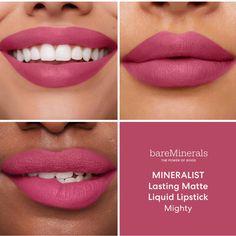 Brand New In Box, Full-Size (3.5 Ml/0.11 Oz) Bareminerals Lasting Matte Liquid Lipstick In The Shade Mighty (Cool Mid Tone Pink). The Bareminerals Mineralist Lasting Matte Liquid Lipstick Is A Velvety Matte Liquid Lipstick That Provides Long-Lasting, Transfer-Resistant Wear. The Mousse-Like Texture Feels Comfortable And Weightless On Lips. Pink Lipstick Shades, Frost Lipstick, Frosted Lipstick, Bareminerals Makeup, Pink Lipstick, Beauty Ideas, Office Style, The Shade, Makeup Lipstick