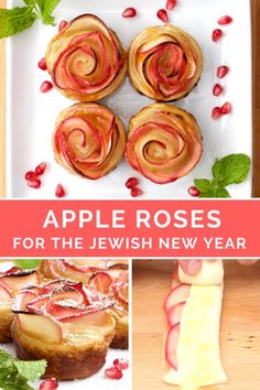 apple roses for the jewish new year with text overlay that reads apple roses for the jewish new year