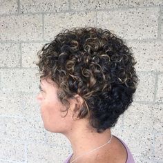 Pin on Hair Chemo Curls, Pixie Cut Curly Hair, Short Permed Hair, Short Curly Hairstyles For Women, Short Curly Pixie, Styling Tricks, Curly Pixie Cuts