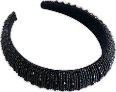 Trendy Adjustable Hair Accessories For Party, Adjustable Rhinestone Headband, Handmade Black Headband, Adjustable Beaded Headband, Adjustable Rhinestone Headband For Evening, Adjustable Beaded Headband For Party, Black Handmade Headband, Black Adjustable Headband, Adjustable Black Headband As Gift