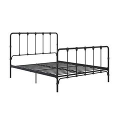 a black metal bed frame with no headboard and foot board on the bottom side