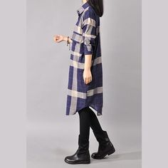 Elegant blue cotton dresses trendy plus size cotton maxi dress 2018 lapel collar plaid cotton dress

This dress is made of cotton or linen fabric, soft and breathy. 

Flattering cut. Makes you look slimmer and matches easlily.
 
Materials used: cotton  linen

Measurement:Size XL/BUST-110cm   
   
bust 110cm / 42.9"
Shoulder 49cm / 19.11"
length 94cm / 36.66"
Sleeve length 46cm / 17.94"
Cuff 17cm / 6.63"
Armhole 44cm / 17.16
hem 194cm / 75.66"


Size XXL/BUST-114cm   
   
bust 114cm / 44.46"
Shou Plaid Cotton Midi Dress For Fall, Fall Plaid Cotton Midi Dress, Cotton Party Dress, Blue Cotton Dress, Spring Maxi Dress, Cotton Maxi Dress, Dresses Trendy, Cotton Maxi, Maxi Dress Cotton