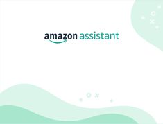 the amazon assistant logo is shown on a white background with green wavy waves and dots