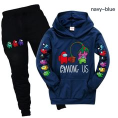 Hoodie &amp; Pants For Kids Casual Winter Hoodie With Cartoon Print, Blue Hoodie With Cartoon Print For Fall, Winter Fun Hoodie With Letter Print, Fun Winter Hoodie With Letter Print, Playful Crew Neck Hoodie For Winter, Playful Winter Sweatshirt With Drawstring Hood, Playful Hoodie For Fall Loungewear, Playful Hoodie For Loungewear In Fall, Fun Letter Print Hoodie For Winter