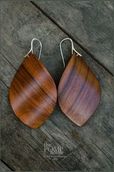 wooden earrings with silver ear wires