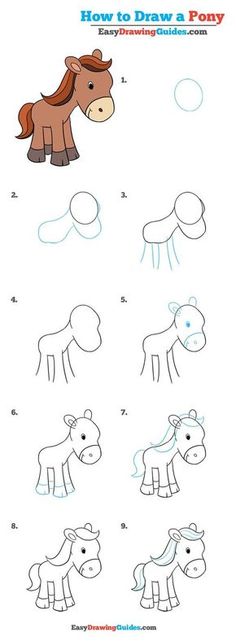 how to draw a cartoon horse step by step instructions for kids and beginners drawing