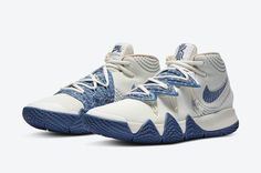 the nike kd trey iv is available in white and blue