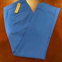 Nwt J Crew Blue Pants, Size 8 Blue Bottoms With Welt Pockets For Spring, Blue Dress Pants For Business Casual Summer, Blue Dress Pants With Welt Pockets For Office, Blue Dress Pants For Spring Workwear, Blue Spring Dress Pants For Work, Fitted Blue Dress Pants For Summer, Fitted Light Blue Pants With Pockets, Blue Ankle-length Dress Pants With Pockets, Blue Stretch Dress Pants For Spring