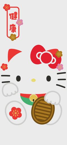 an image of a hello kitty with flowers on it