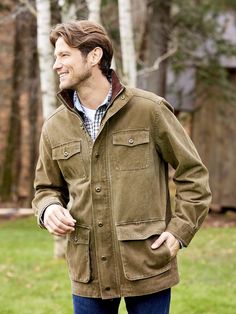 Orton Brothers Original Vermont Barn Coat for Men Fall Utility Jacket For Outdoor Work In Khaki, Fall Khaki Utility Jacket For Outdoor Work, Travel Utility Jacket With Flap Pockets, Long Sleeve Utility Jacket With Flap Pockets For Travel, Utility Jacket With Multiple Pockets For Travel, Travel Utility Jacket With Multiple Pockets, Travel Utility Jacket With Multiple Pockets And Long Sleeves, Long Sleeve Utility Jacket With Multiple Pockets For Travel, Khaki Utility Jacket With Pockets For Travel