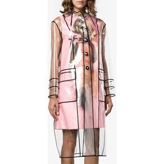 Miu Miu transparent black trim raincoat ($1,640) ❤ liked on Polyvore featuring outerwear, coats, miu miu coat, long sleeve coat, long pink coat, long oversized coat and rain coat Rainwear Fashion, Coat Pattern Sewing, Mens Raincoat, Long Rain Coat, Outfits Dressy, Coat Street Style, Yellow Raincoat