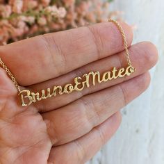 "This necklace is fully customizable from the font to length. Pick you favorite font online (open license like google font - https://fonts.google.com/) and we will create your name necklace in your desired length. Perfect new mother, baby shower, birthday, wedding, anniversary or Christmas gift. Available in 14k and 18k yellow, rose, white gold and platinum--just choose your desired metal and length from the drop-down menu before adding the item to your cart. Details: - Pick you open license fon Customized Yellow Gold Necklace For Anniversary, Customizable Yellow Gold Name Necklace For Anniversary, Customizable Yellow Gold Necklace For Wedding, Customizable 14k Gold Necklaces For Anniversary Gift, Elegant Custom 14k Gold Necklace, Luxury Personalized Necklace For Anniversary, Luxury Customizable Necklaces For Anniversary, Luxury Customized Yellow Gold Necklace, Custom Yellow Gold Necklace For Mother's Day